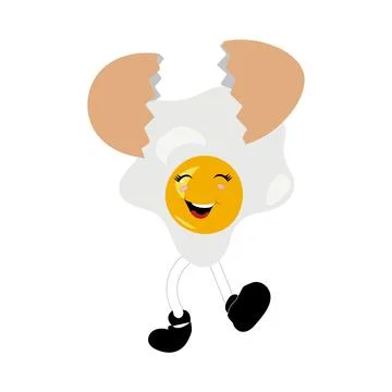Fried egg with cute face lying cartoon illustration Stock Illustration
