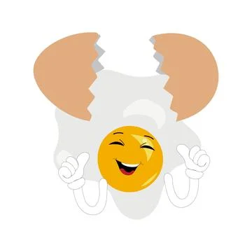 Fried egg with cute face lying cartoon illustration Stock Illustration
