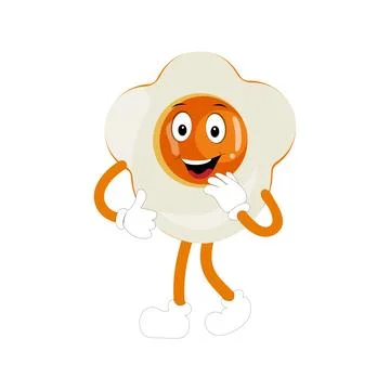 Fried egg with cute face lying cartoon illustration Stock Illustration