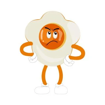 Fried egg with cute face lying cartoon illustration Stock Illustration