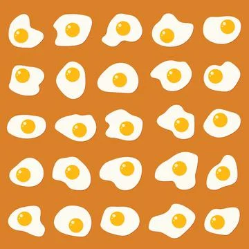 Fried egg in different shapes. Collection of fried eggs. Simple flat design Stock Illustration