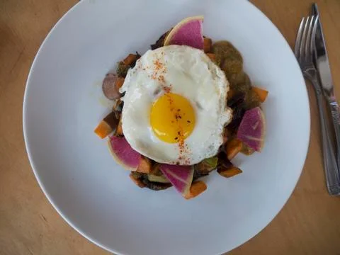 Fried egg dish  Stock Photos