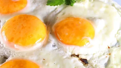 Fried egg eggs closeup Stock Footage 96368643