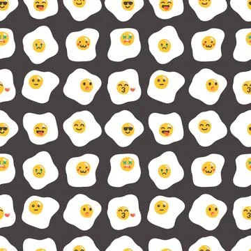 Fried egg emoji seamless pattern Gift Wrap wallpaper background Stock Illustration