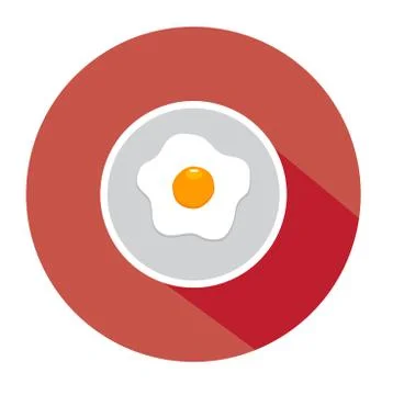 Fried Egg Flat Vector Stock Illustration
