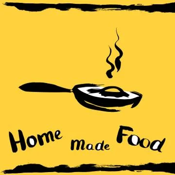 Fried egg in flying pan. Stock Illustration