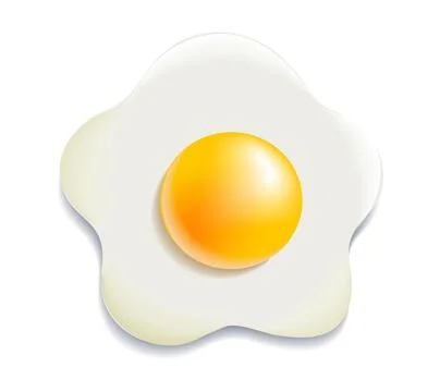 Fried egg in the form of chamomile. Volumetric food. Protein and yolk. Breakfast Stock Illustration