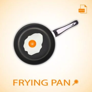 Fried Egg On A Frying Pan Isolated On A Background. Vector Illustration. Illustrazione stock