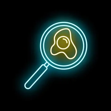 Fried egg in frying pan neon sign glowing Stock Illustration