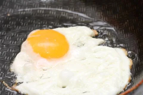 Fried egg in a frying pan Stock Photos