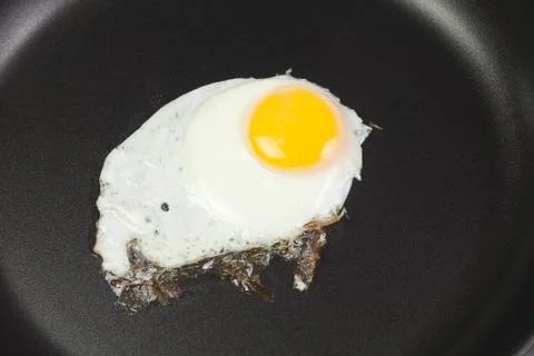 Fried egg in a frying pan Stock Photos