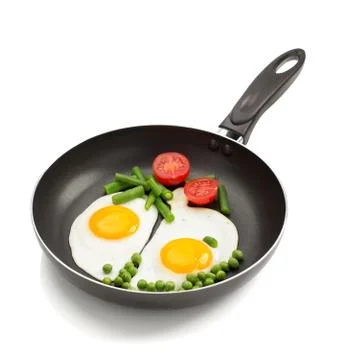 Fried egg in frying pan Stock Photos