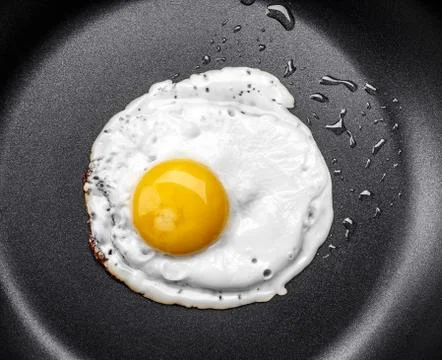 Fried egg in a frying pan Stock Photos