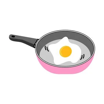 Fried egg in frying pan. Vector illustration isolated on white background Stock Illustration