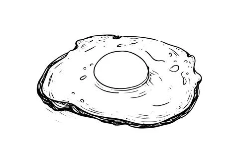 Fried egg hand drawn ink sketch. Engraving style vector illustration. Stock Illustration