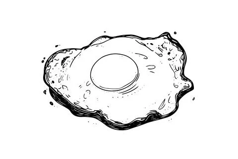 Fried egg hand drawn ink sketch. Engraving style vector illustration. Stock Illustration