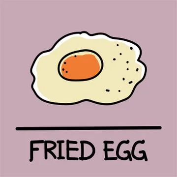 Fried egg hand-drawn style,Vector illustration. Stock Illustration