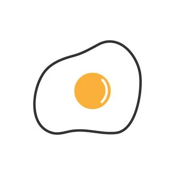 Fried egg icon. Egg chiken food symbol. SIgn yolk and white vector flat. Stock Illustration