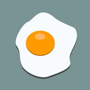 Fried egg icon with flat color style isolated with solid background. Fresh fr イラスト素材