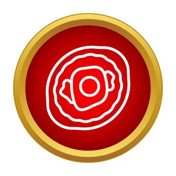 Fried egg icon inside red circle border 스톡 일러스트