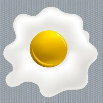 Fried egg icon in shiny style. Geometric forms. Stock Illustration