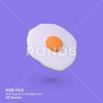 Fried egg isolated 3d render icon illustration PSD-Vorlage