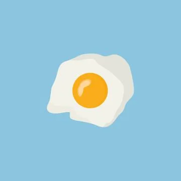 Fried egg isolated on white background on top view Stock Illustration