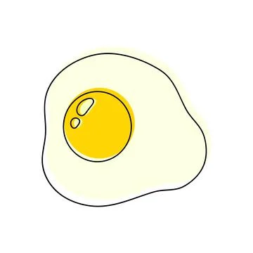 Fried egg isolated on white background. Fried egg flat icon. Fried egg closeu 스톡 일러스트