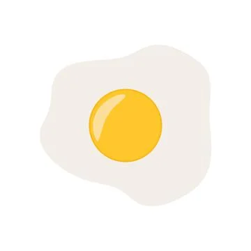 Fried egg isolated on a white background. A flat fried egg icon. Fried egg close Stock Illustration