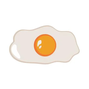 Fried egg isolated on white background. Fried egg flat flow Stock Illustration