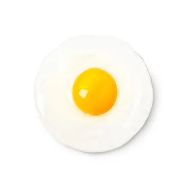 Fried egg isolated on white background closeup Stock Photos