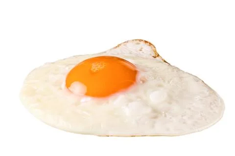 Fried egg isolated on white Stock Photos