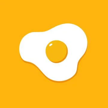 Fried egg isolated on yellow background. Vector flat icon Stock Illustration