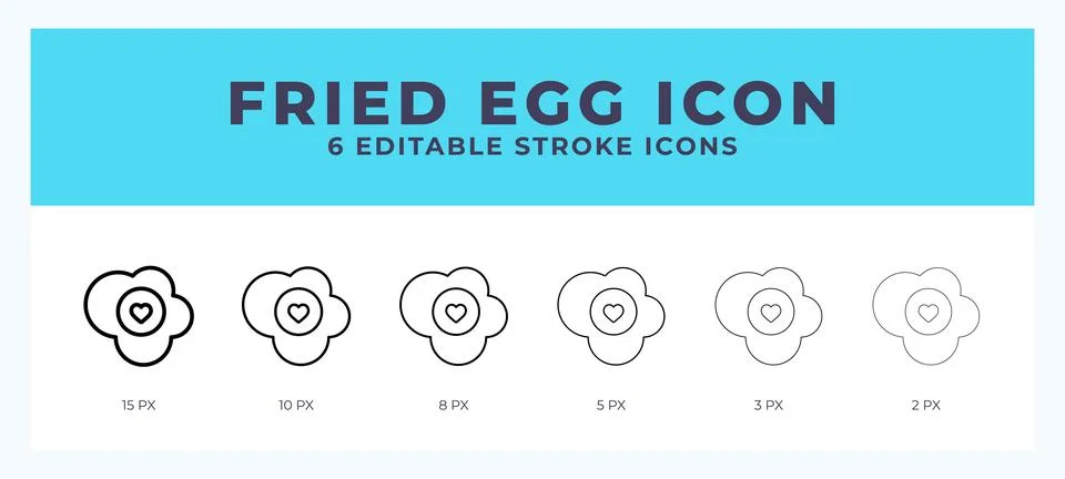 Fried egg line icon. Vector icon symbol. Logo illustration. Editable line ico Stock Illustration