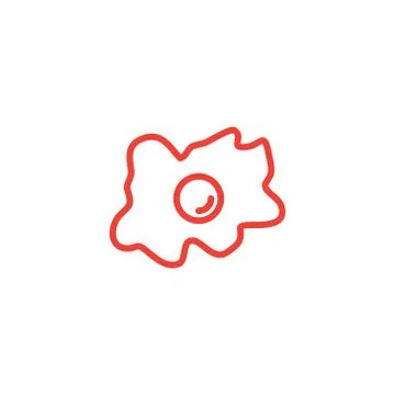 Fried Egg Line Red Icon On White Background. Red Flat Style Vector Illustration Illustrazione stock