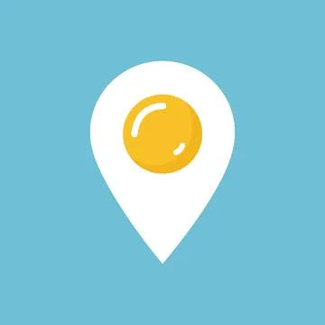 Fried egg location pin icon illustration on teal background 库存插图