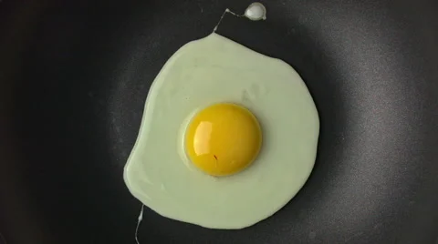 Fried Egg making in a clean Teflon Pan with no oil Stock Footage 68121423