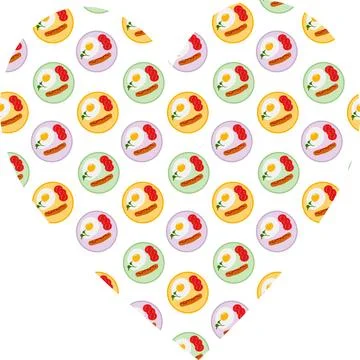 Fried Egg Microgreens tomato slices and grill sausage on plate Seamless Pattern Illustrazione stock