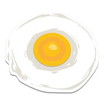 Fried egg one breakfast flat style cooked color illustration vector Stock Illustration