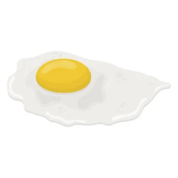 Fried egg with one yolk side view. illustration on a white background Stock Illustration