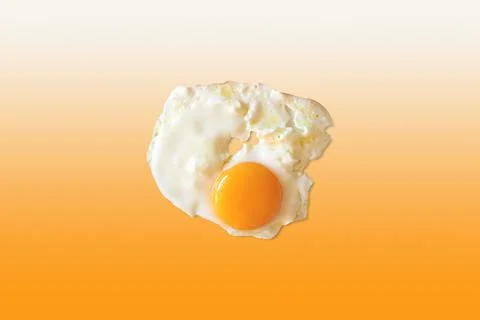 Fried egg over matching colour background Stock Photos