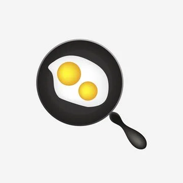 Fried egg pan breakfast flat design vector emoji Stock Illustration