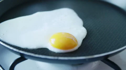 Fried egg in a pan Stock Footage 57638716