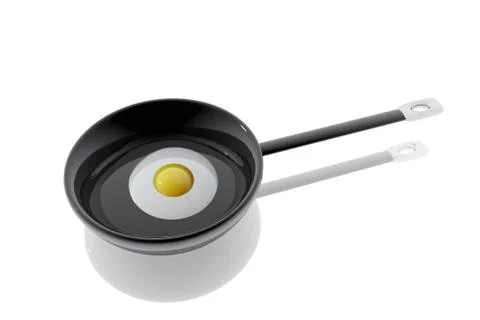 Fried egg in a pan Illustrazione stock