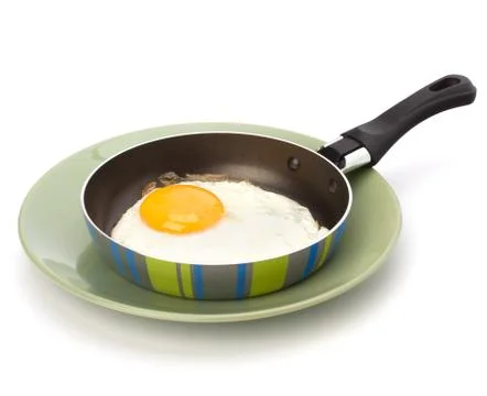 Fried egg on pan Stock Photos