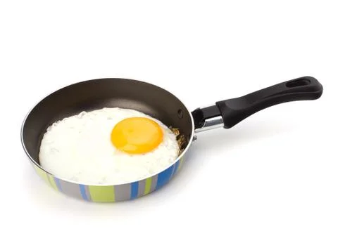 Fried egg on pan Stock Photos