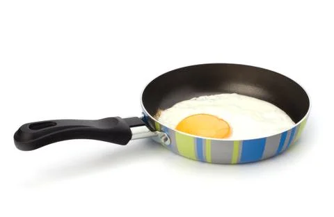 Fried egg on pan Stock Photos