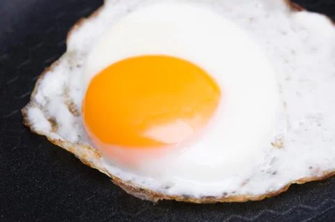 Fried egg on pan Stock Photos