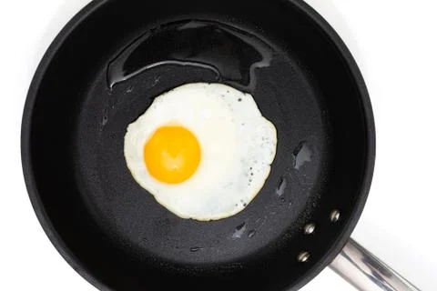 Fried egg in a pan Stock Photos