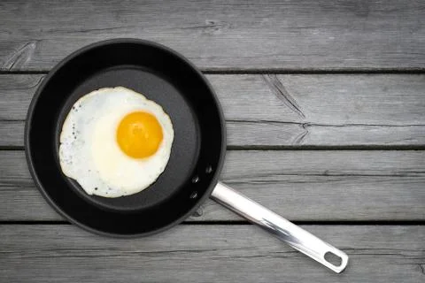 Fried egg in a pan Stock Photos